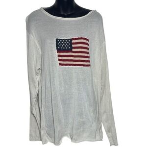 Ralph Lauren Blue Label medium women’s American flag knit sweater cream white